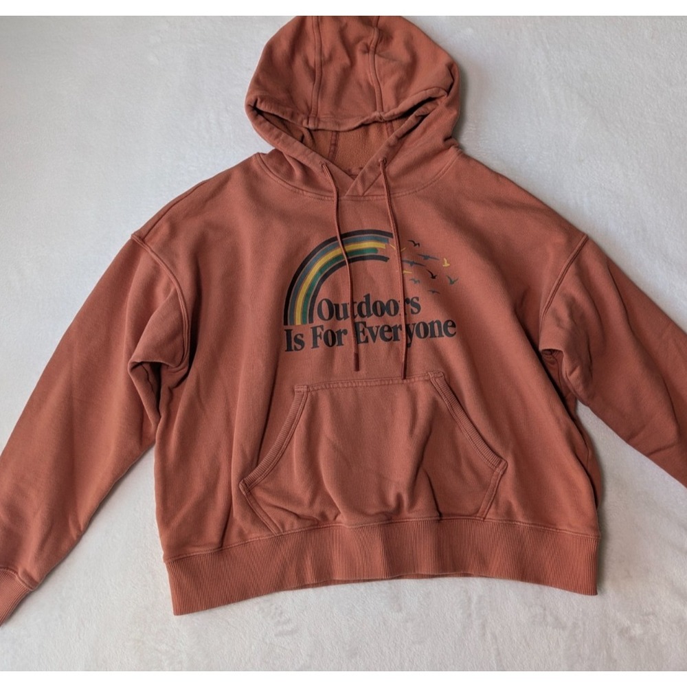 MERRELL Womens Hoodie XL 'Outside Is For Everyone' Fleece Sweatshirt Aragon Clay